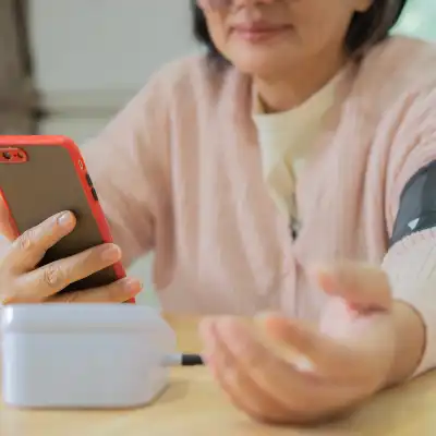older woman taking blood pressure